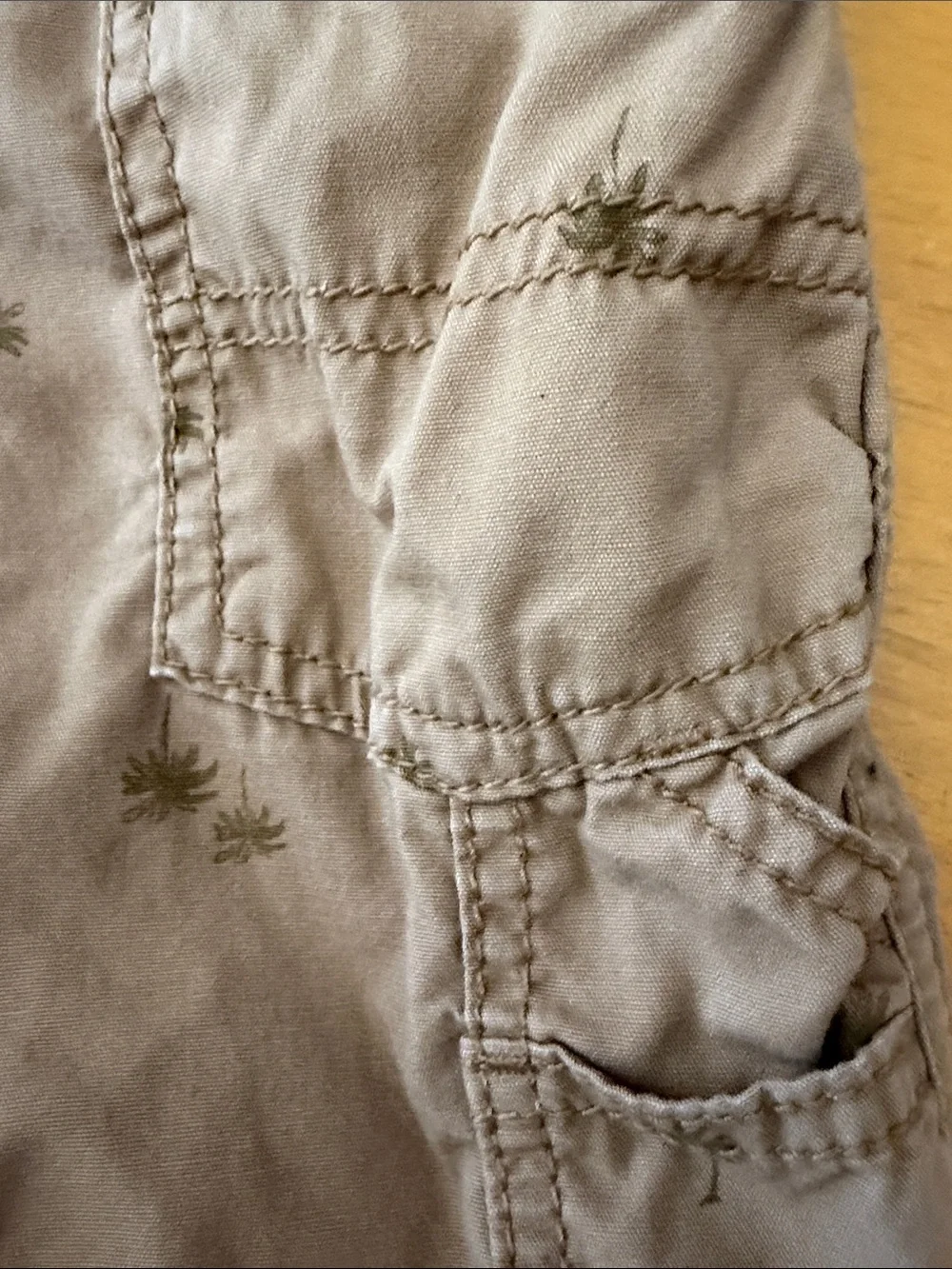 OshKosh B'gosh Tan Palm-Print Short Overalls